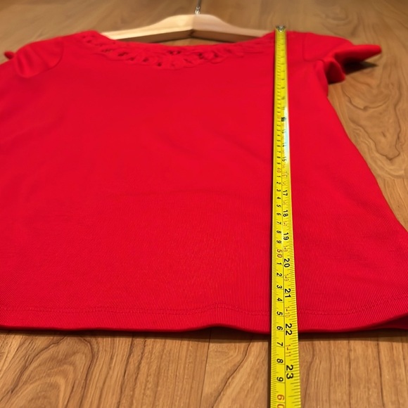 Ralph Lauren red tee top with lace front - Picture 6 of 7